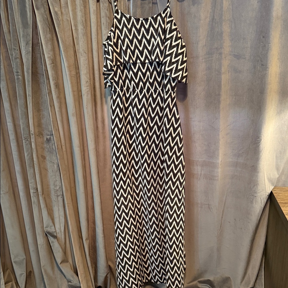 Indigo Black and White Chevron Maxi Dress